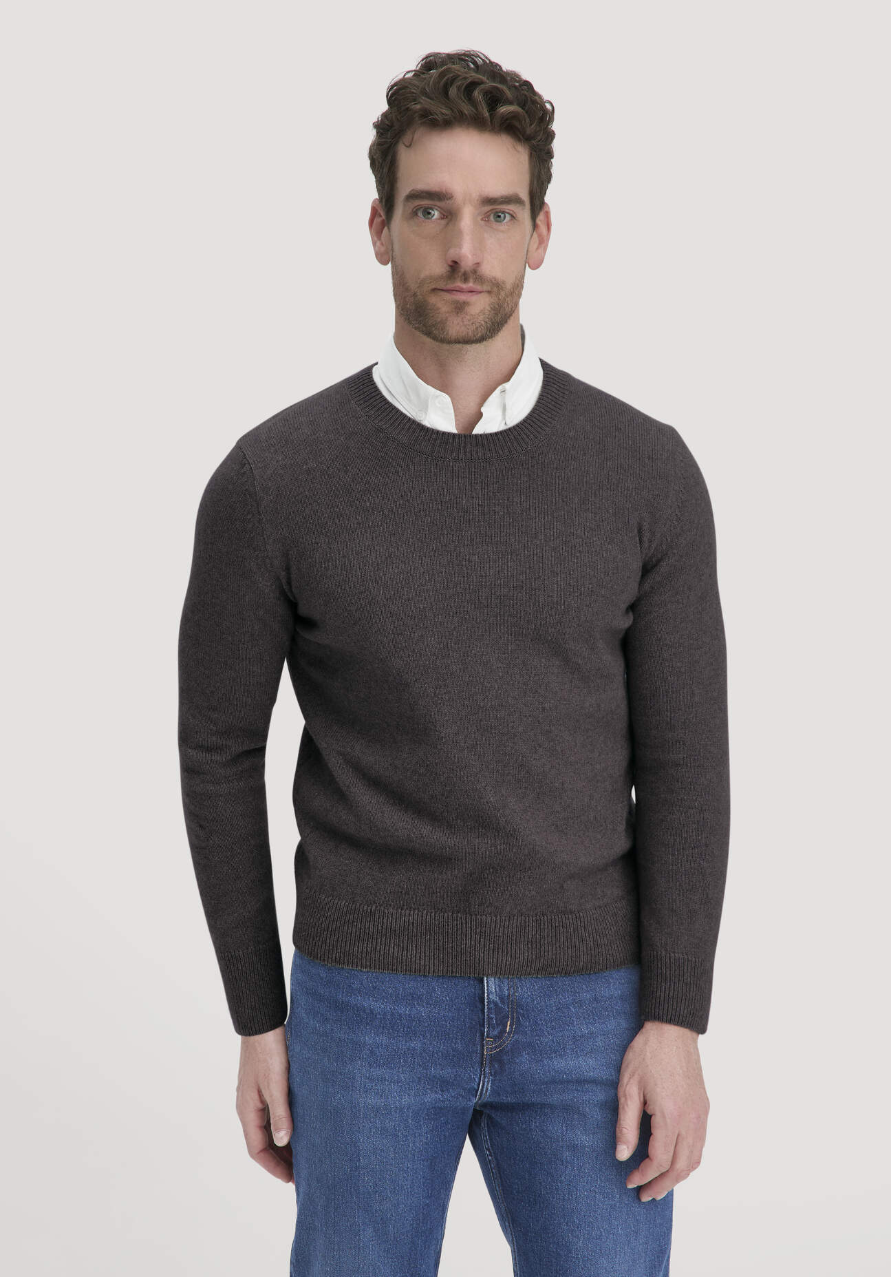 Thumbnail - hessnatur Herren Strick Pullover Regular aus Bio-Merinowolle mit Bio-Baumwolle - braun - Größe XXL