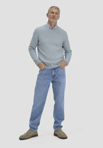 Regular knit sweater made of organic merino wool with organic cotton - 1