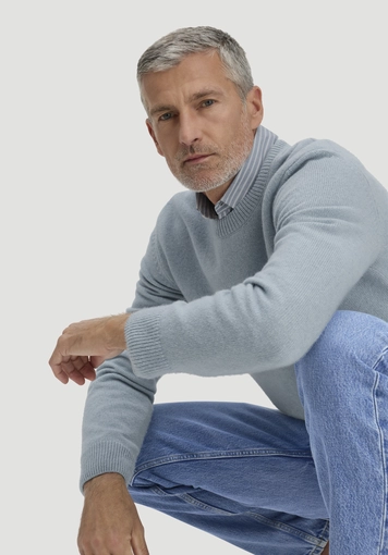 Regular knit sweater made of organic merino wool with organic cotton - 3