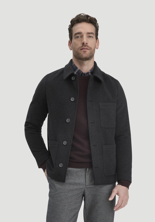 Regular wool jacket made from pure organic merino wool