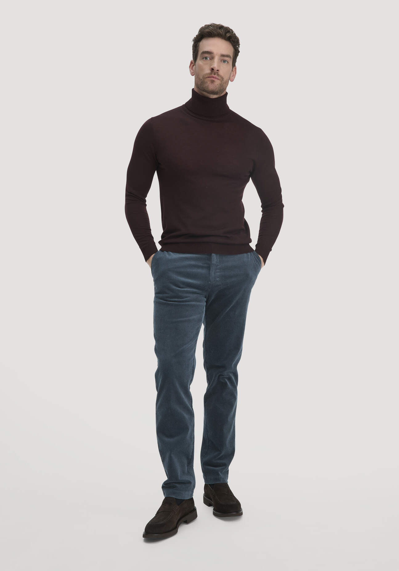 hessnatur Herren Cordhose LENN Regular aus Bio-Baumwolle - blau Größe 38/34