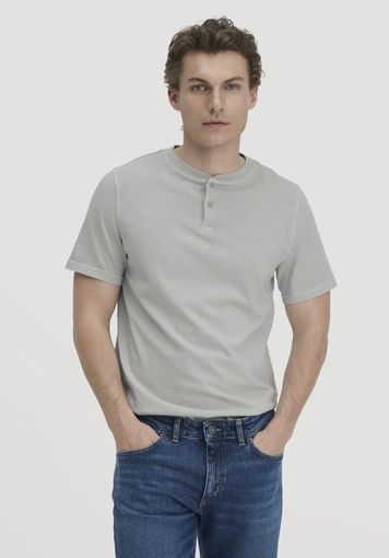 Heavy Jersey Henley Shirt Relaxed aus reiner Bio-Baumwolle - 0
