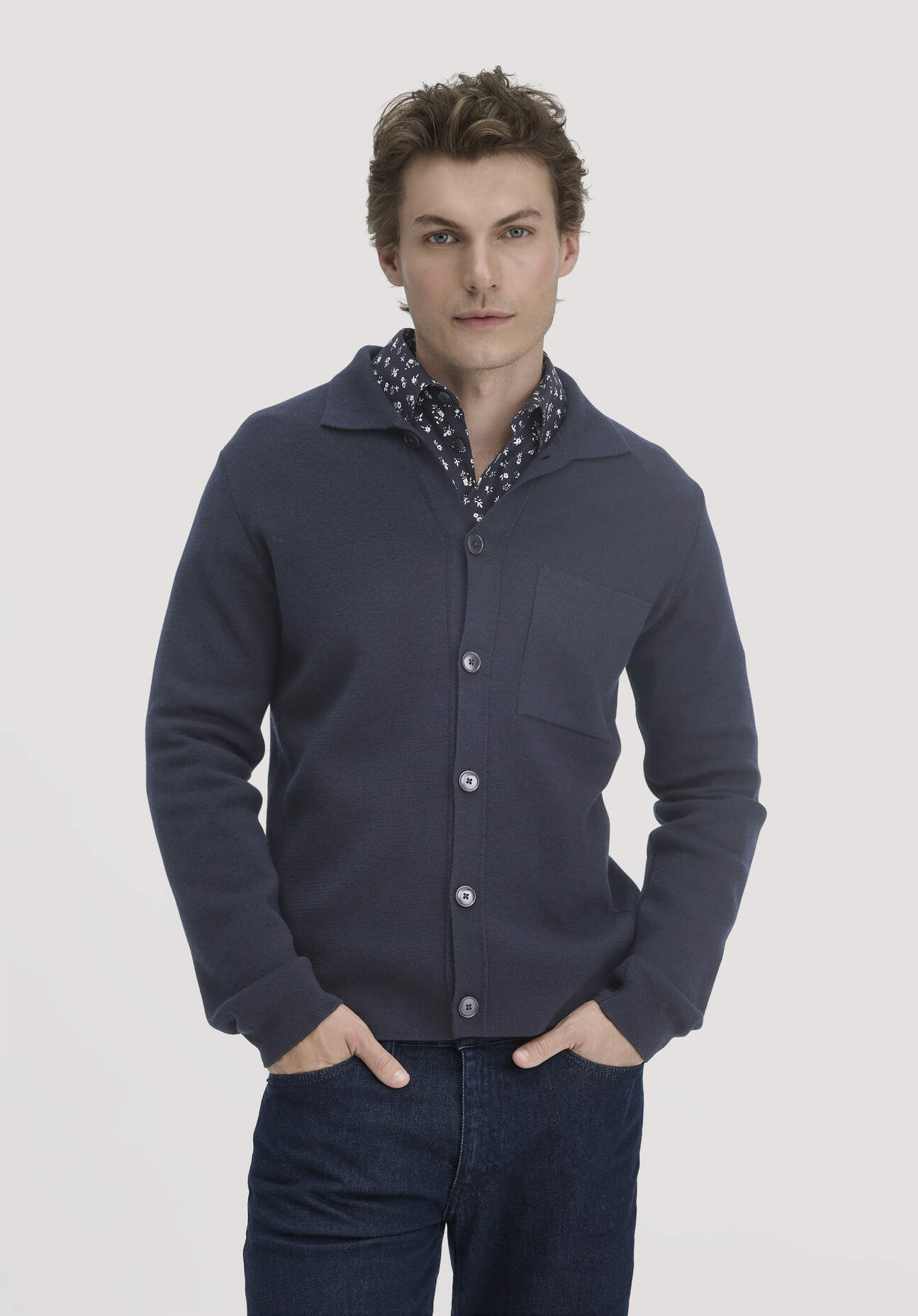 Thumbnail - hessnatur Herren Milano Strick Sakko Regular aus Bio-Merinowolle und Bio-Baumwolle - blau - Größe XXL