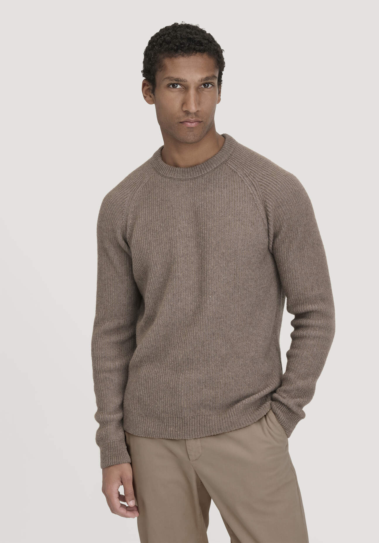 hessnatur Herren Strick Pullover Regular aus Bio-Baumwolle mit Bio-Merinowolle - braun Größe XL