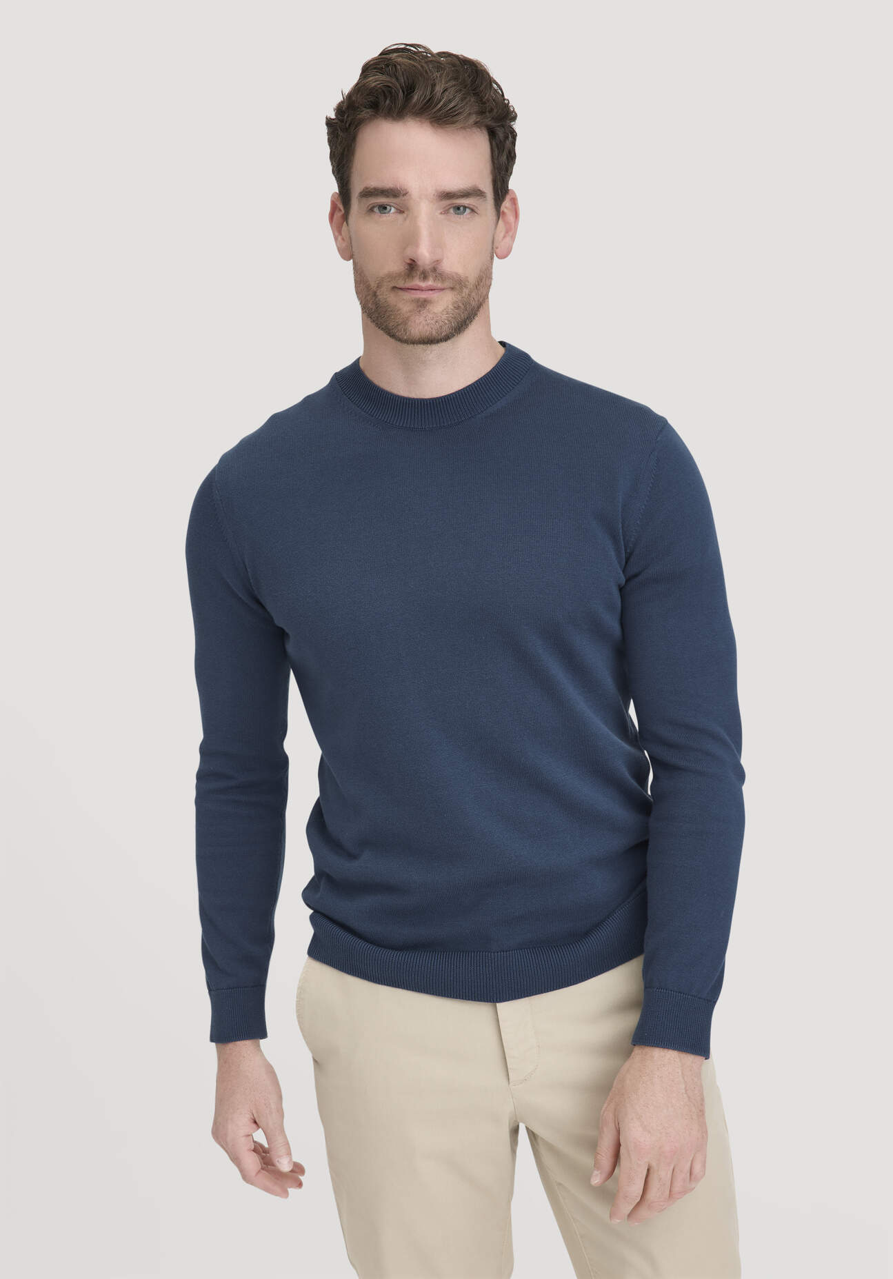 Thumbnail - hessnatur Herren Strick Pullover Regular aus Bio-Baumwolle - blau - Größe XL