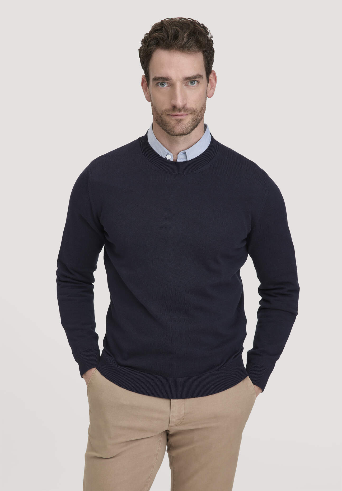 hessnatur Herren Strick Pullover Regular aus Bio-Baumwolle - blau Größe XL