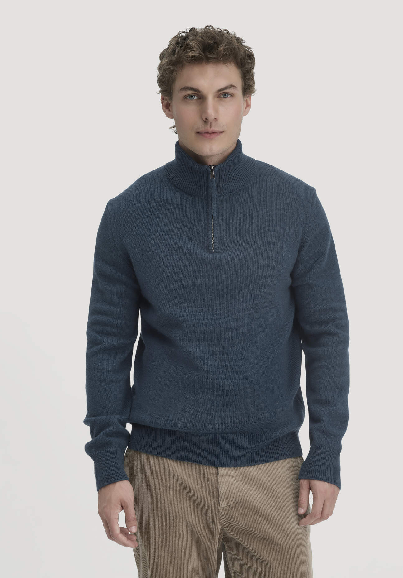 hessnatur Herren Strick Troyer Regular aus Bio-Merinowolle mit Bio-Baumwolle - blau Größe XXL