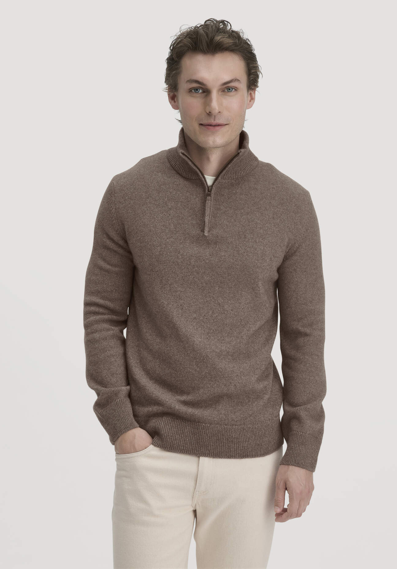 hessnatur Herren Strick Troyer Regular aus Bio-Merinowolle mit Bio-Baumwolle - braun Größe L