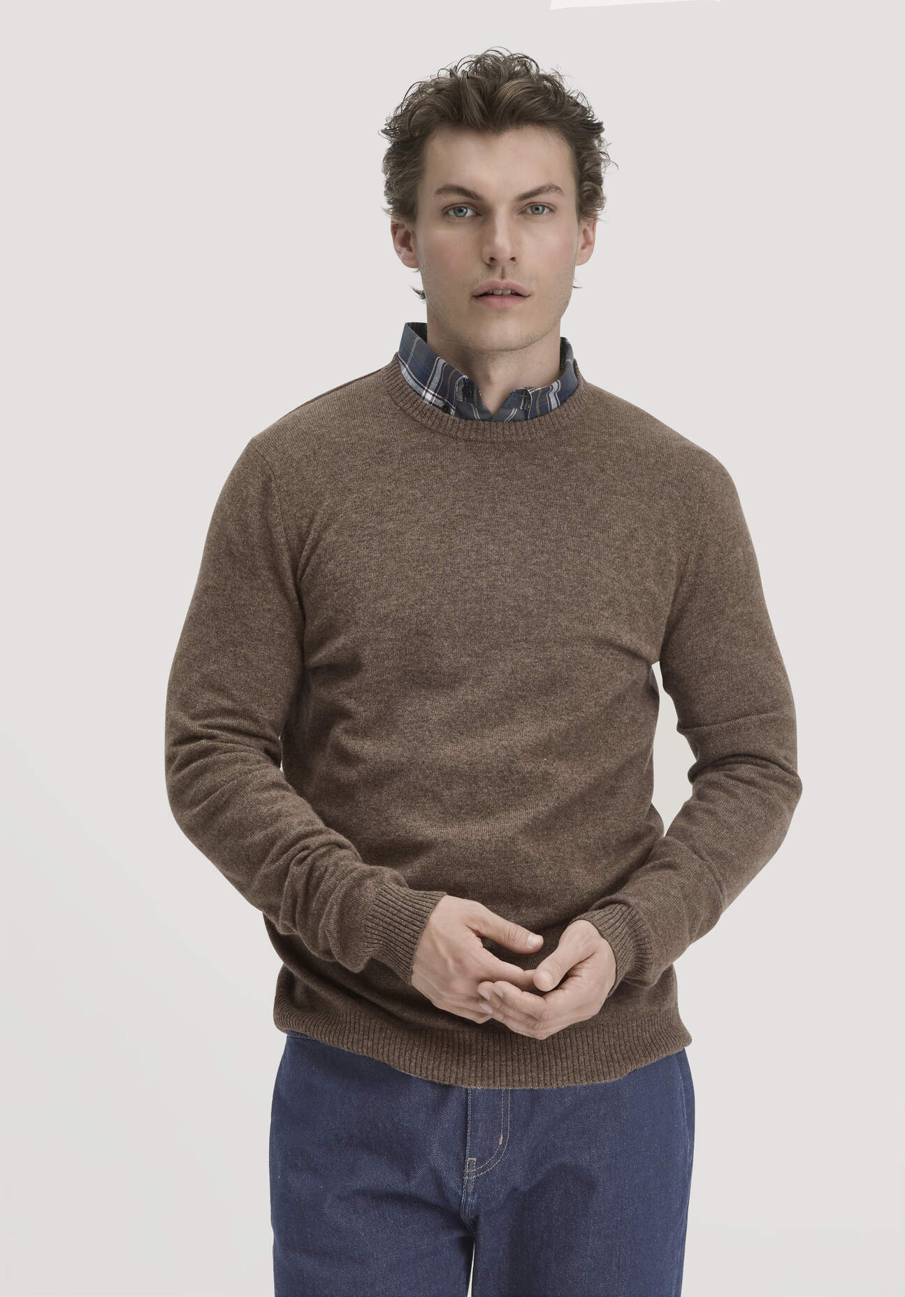 hessnatur Herren Strick Pullover Regular aus Bio-Merinowolle mit Kaschmir - beige Größe XL
