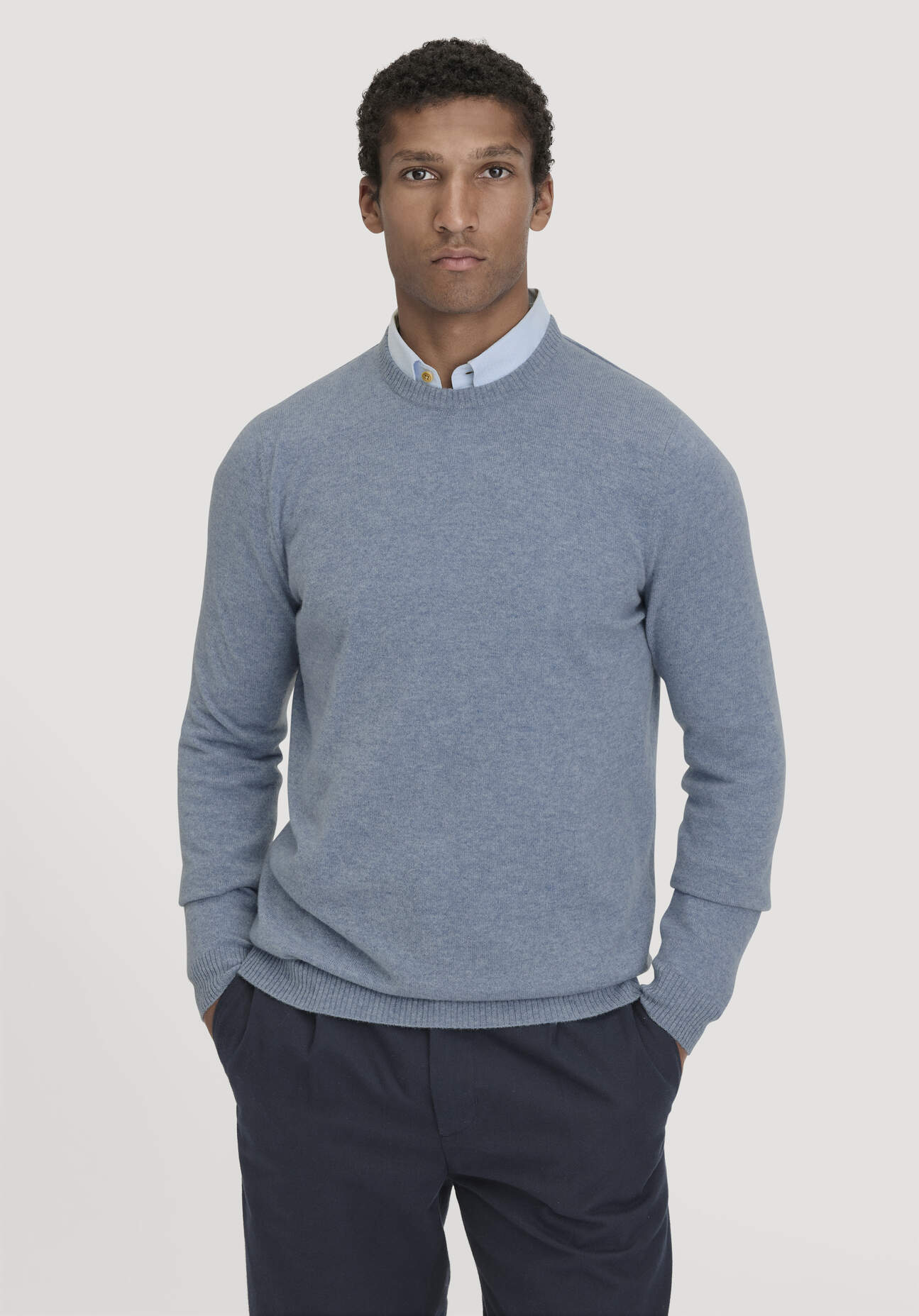 Thumbnail - hessnatur Herren Strick Pullover Regular aus Bio-Merinowolle mit Cashmere - blau - Größe XXL