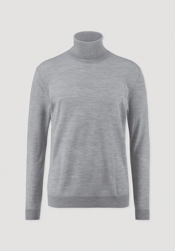Knitted turtleneck sweater regular made of pure organic merino wool Knitted turtleneck sweater regular made of pure organic merino wool