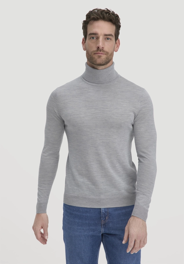 Knitted turtleneck sweater regular made of pure organic merino wool