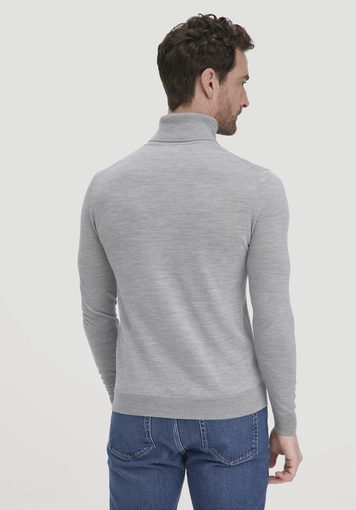 Knitted turtleneck sweater regular made of pure organic merino wool - 2