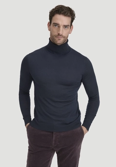 Knitted turtleneck sweater regular made of pure organic merino wool