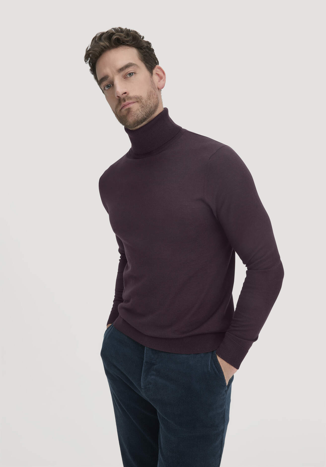 hessnatur Herren Strick Rollkragen Pullover Regular aus Bio-Merinowolle - braun Größe XL