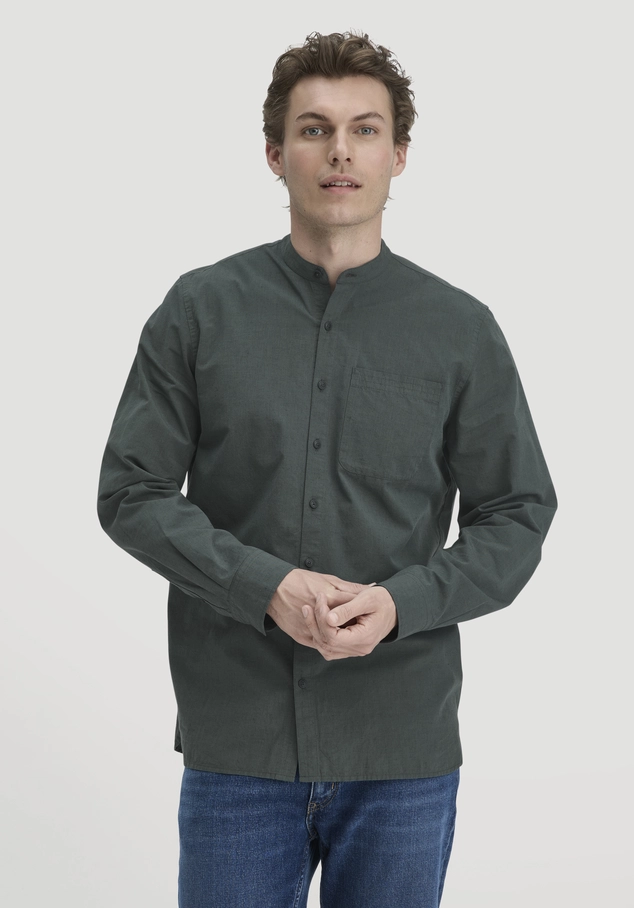 Regular shirt made from organic cotton with hemp and yak
