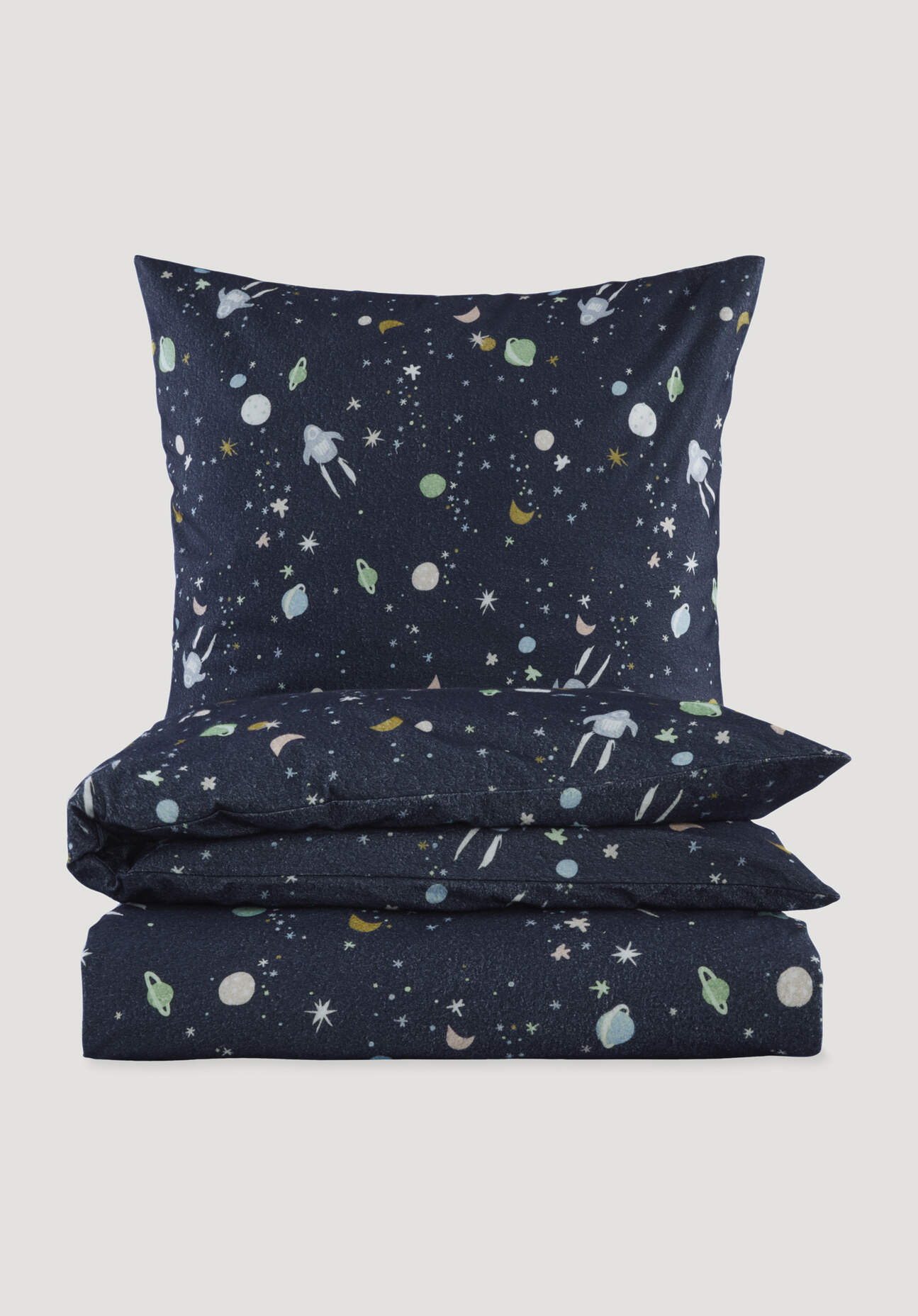 Thumbnail - hessnatur Baby Biber Bettwäsche aus Bio-Baumwolle - blau - Größe 100x135 / 40x60 cm