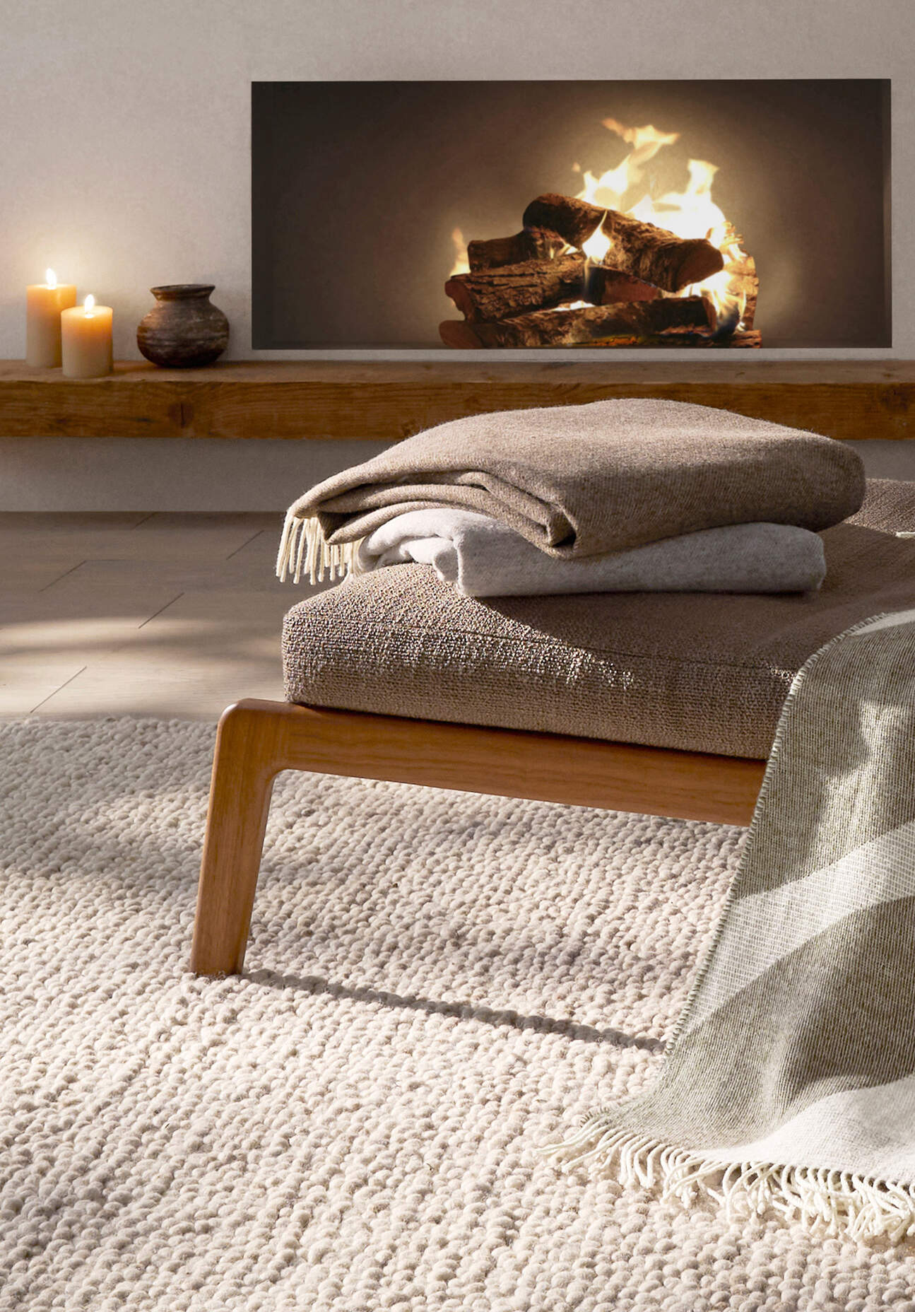 hessnatur Doubleface Plaid TOSID aus Bio-Lambswool - braun Größe 130x180 cm