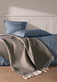 Wool mix waffle plaid YARA made from organic lambswool with organic cotton