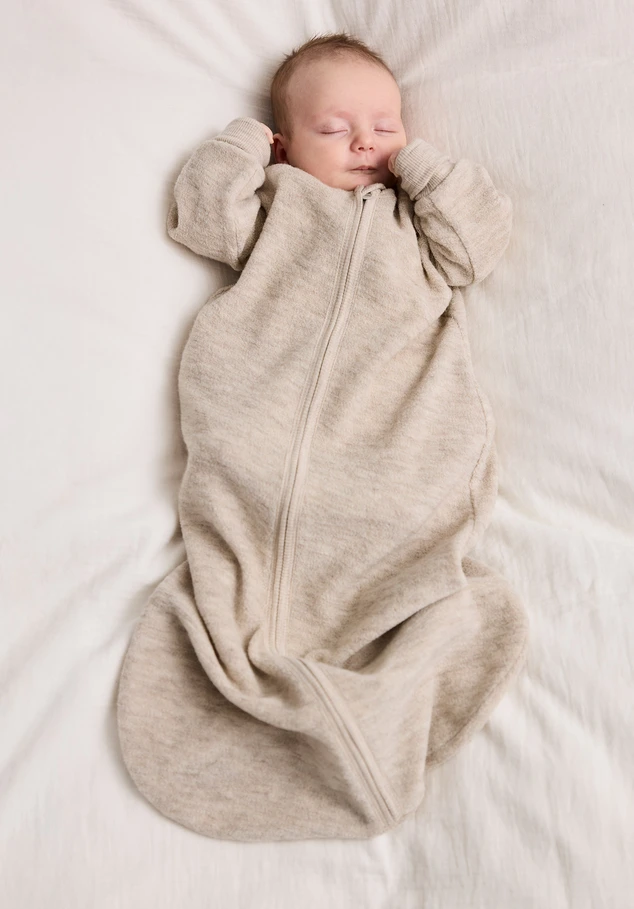 Wool terry sleeping bag made from pure organic merino wool