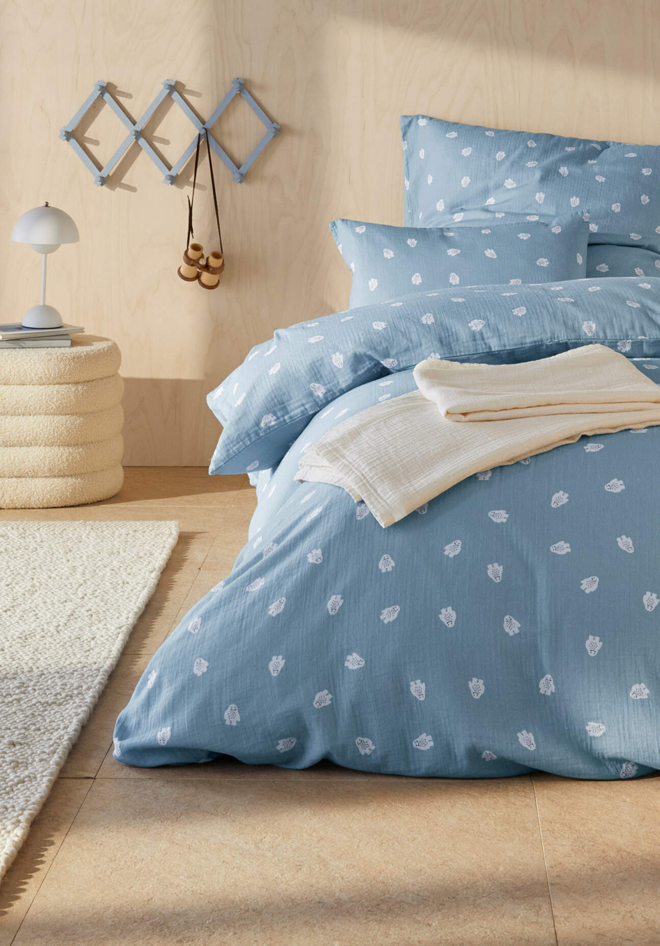 hessnatur Baby Musselin Bettwäsche aus Bio-Baumwolle - blau Größe 135x200+80x80 cm