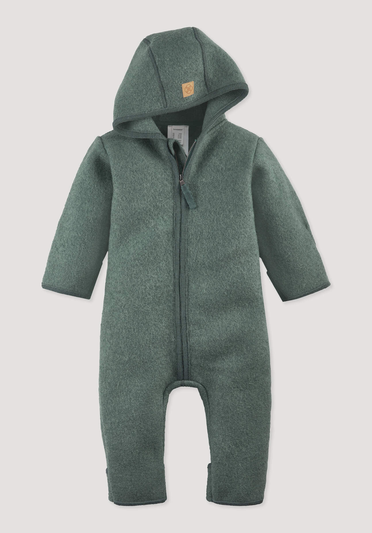 hessnatur Baby Walkoverall aus Bio-Merinowolle - grün Größe 62/68