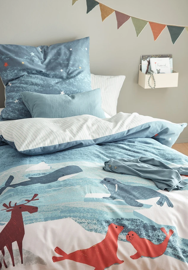 Flannel reversible bed linen made from pure organic cotton