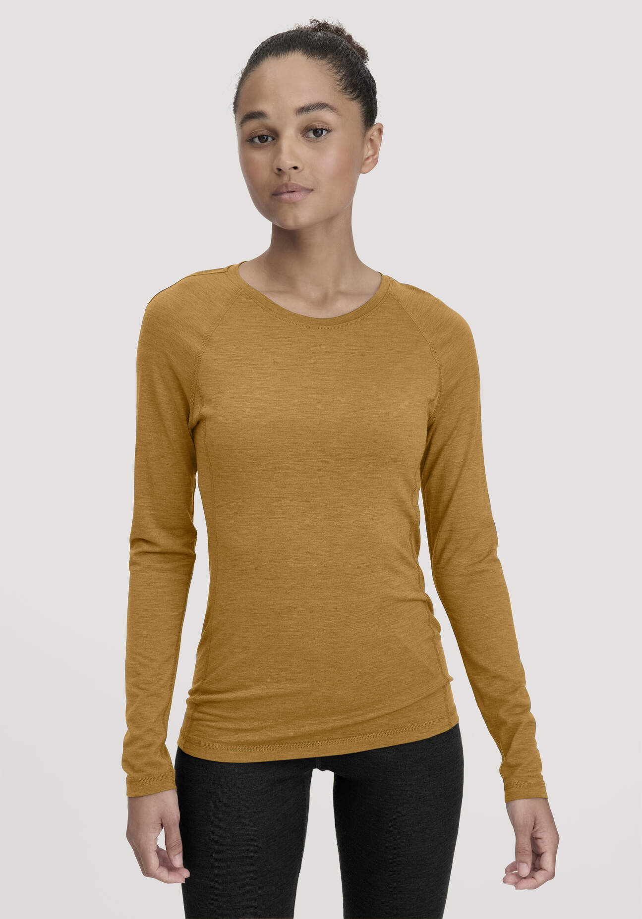 hessnatur Damen Wool-Silk Longsleeve aus Bio-Merinowolle mit Seide - orange Größe 46