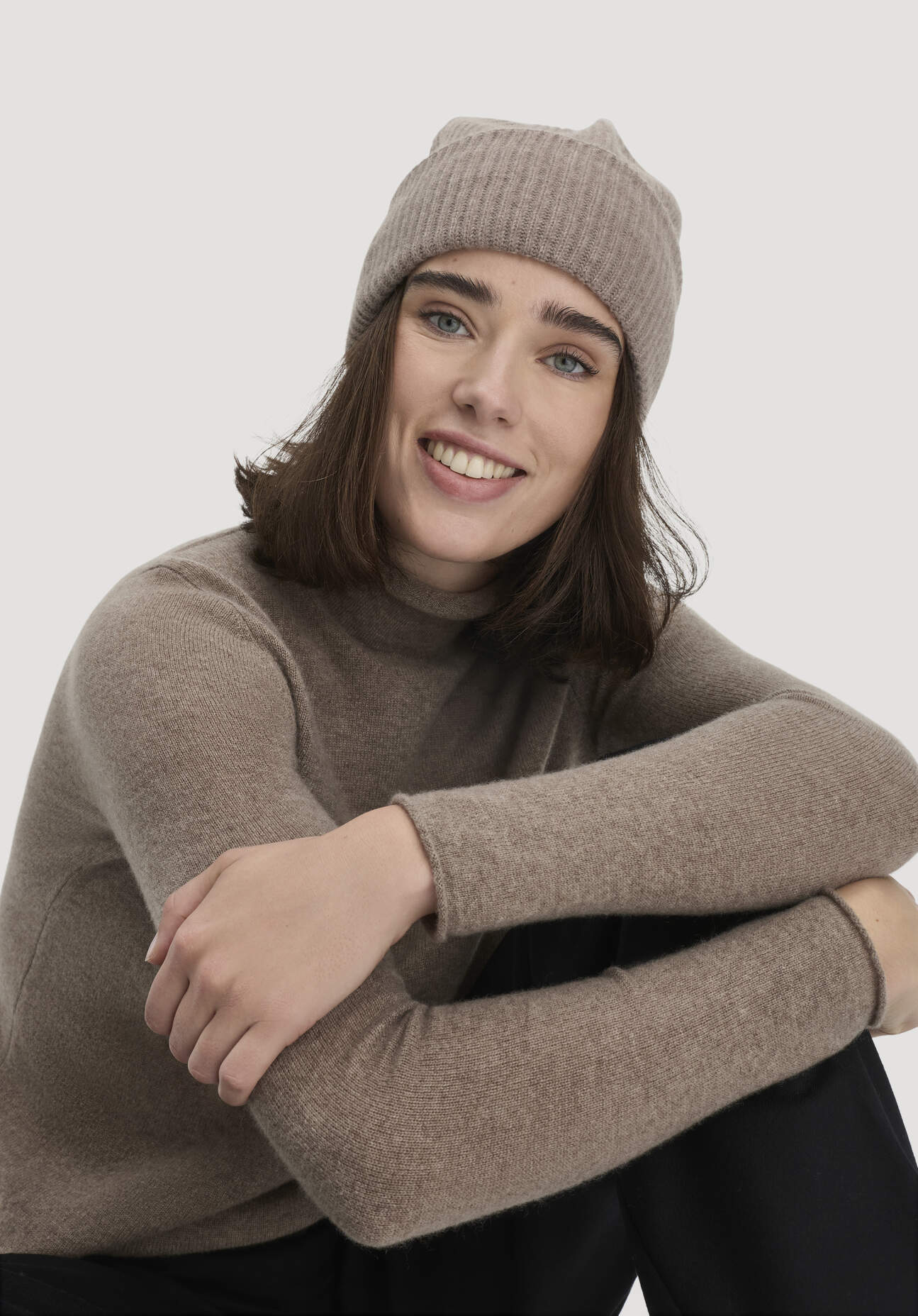 hessnatur Unisexaccessoires FTC × HESSNATUR Mütze aus Cashmere - braun Größe 1size