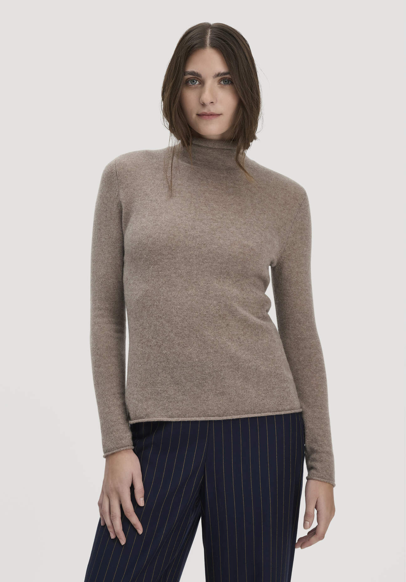 hessnatur Damen FTC × HESSNATUR Rollkragen Pullover Regular aus Cashmere - braun Größe XL