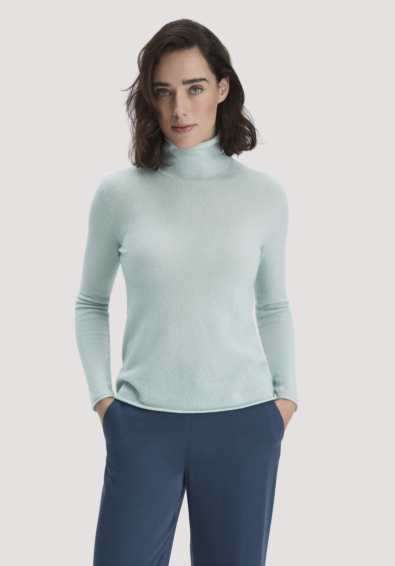 hessnatur Damen FTC × HESSNATUR Rollkragen Pullover Regular aus Cashmere - grün Größe XL