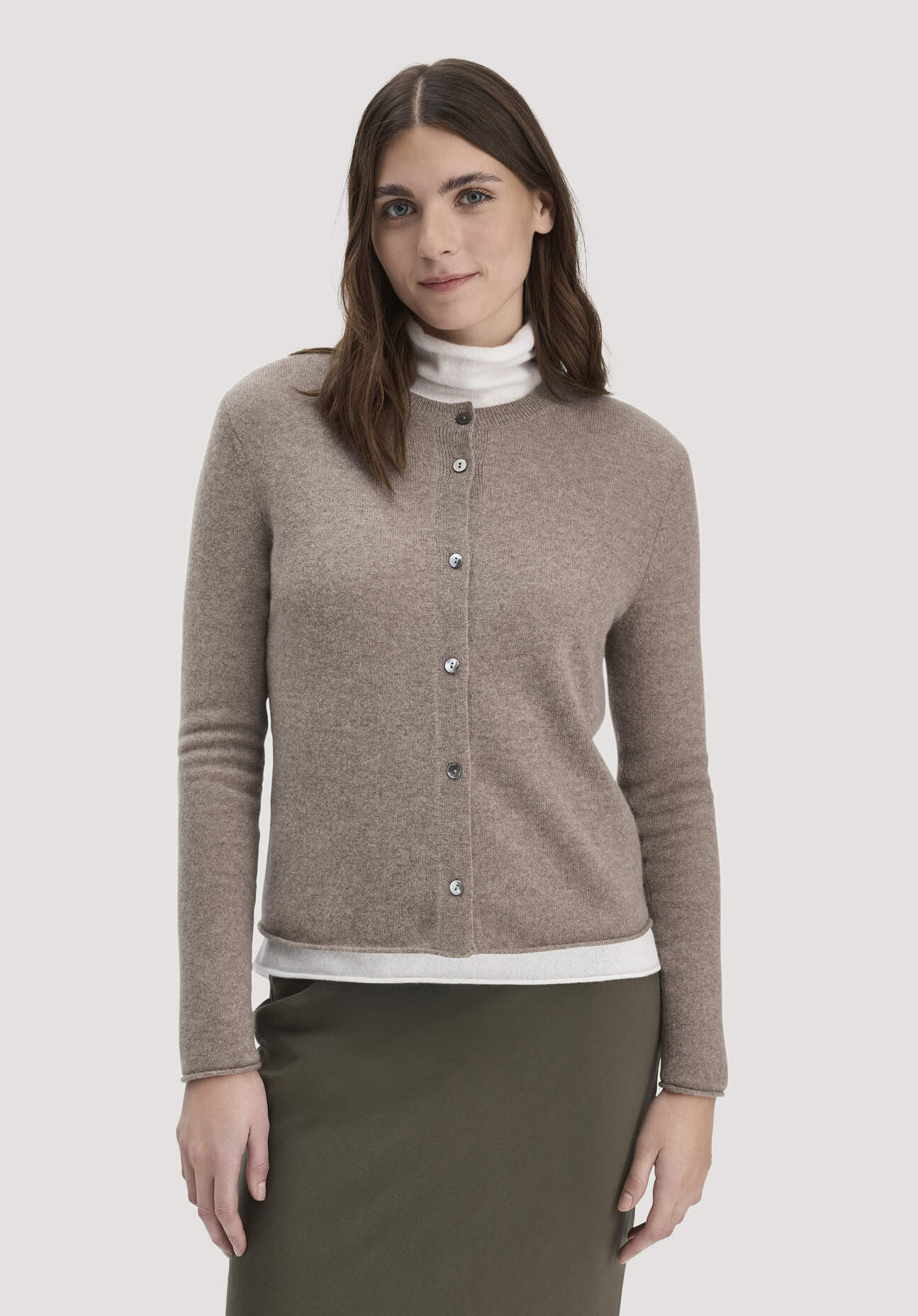 hessnatur Damen FTC × HESSNATUR Strick Jacke Regular aus Cashmere - braun Größe XL