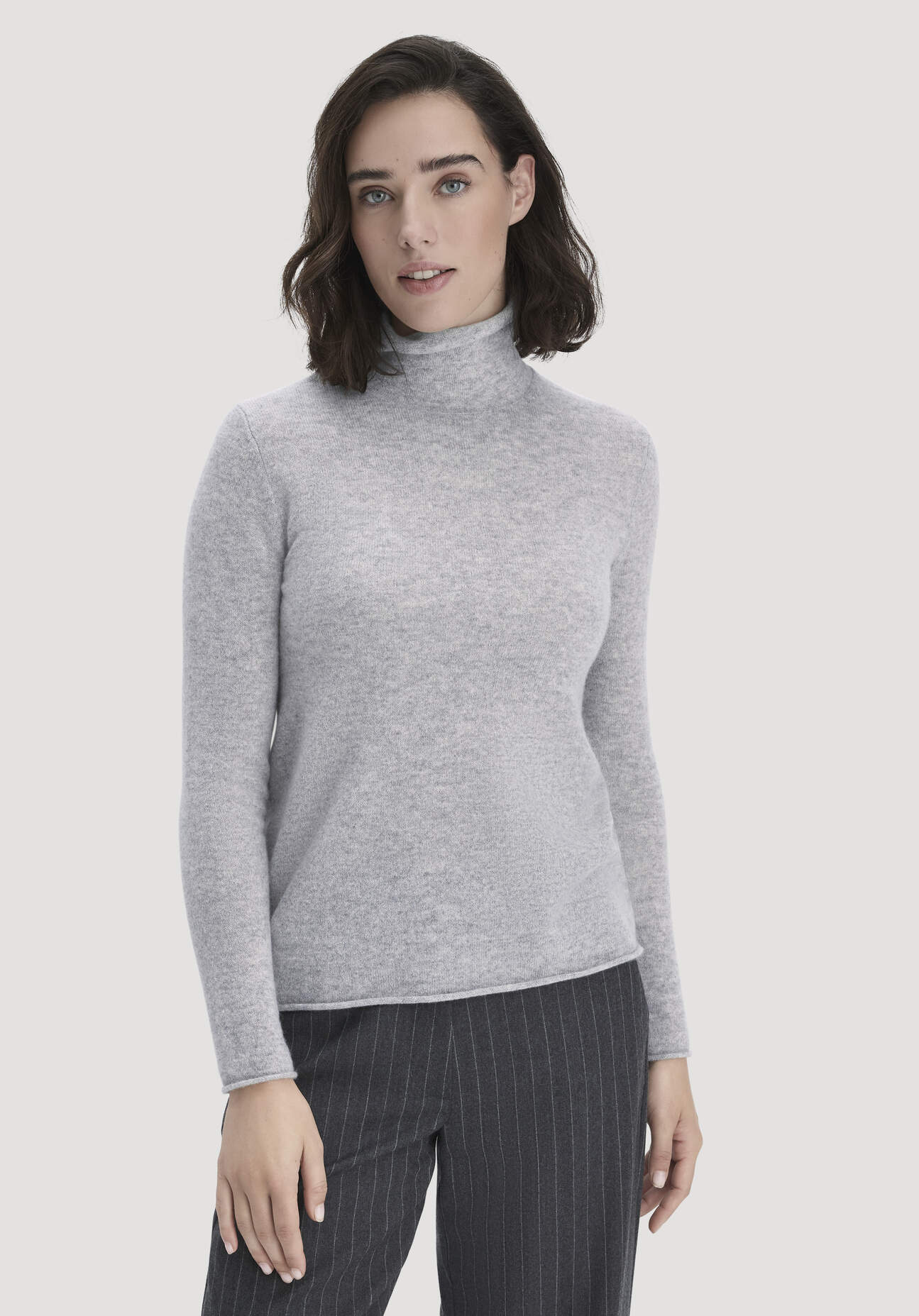 hessnatur Damen FTC × HESSNATUR Rollkragen Pullover Regular aus Cashmere - grau Größe S