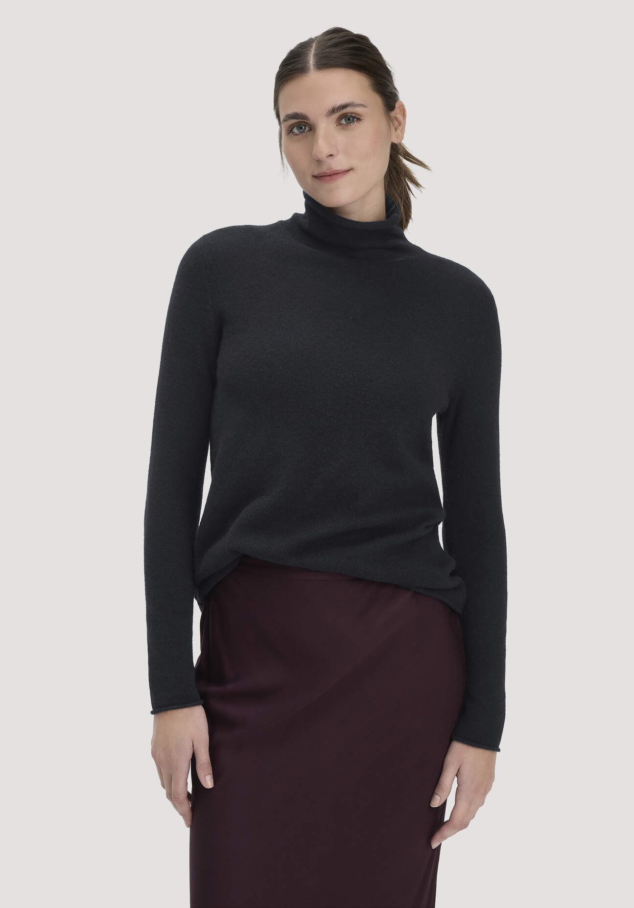 hessnatur Damen FTC × HESSNATUR Rollkragen Pullover Regular aus Cashmere - schwarz Größe S