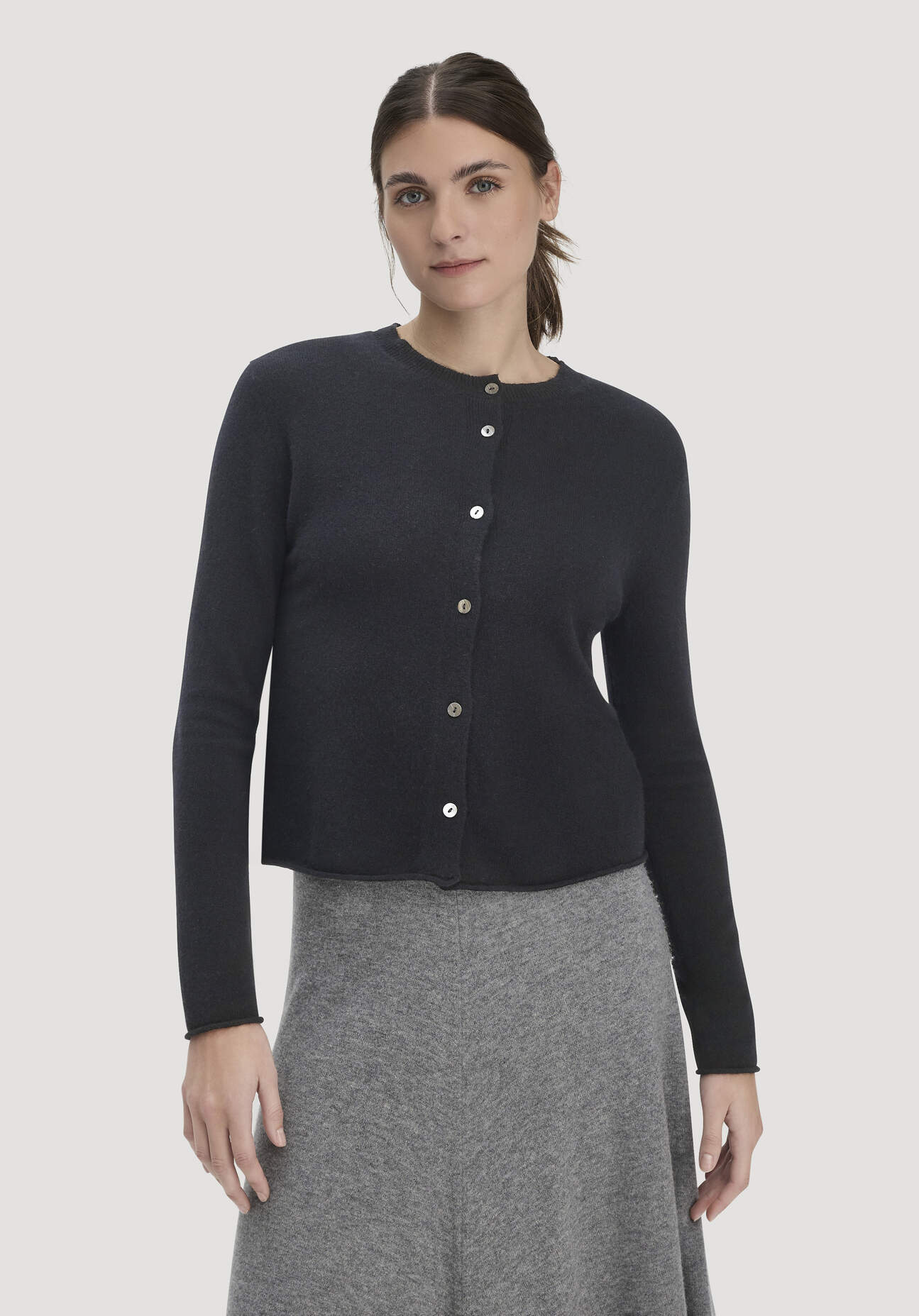 hessnatur Damen FTC × HESSNATUR Strick Jacke Regular aus Cashmere - schwarz Größe XL