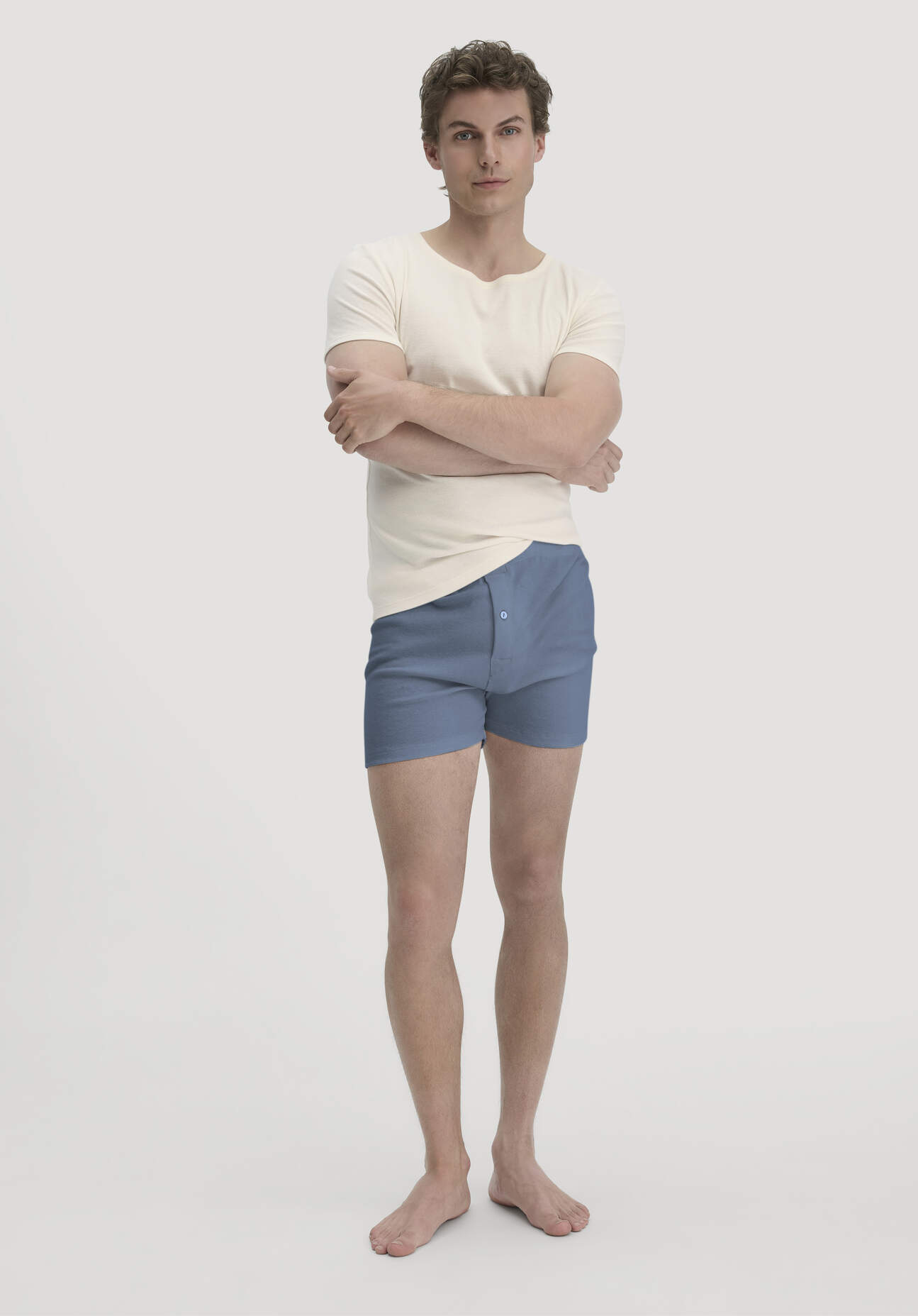 hessnatur Herren Boxershorts aus Bio-Baumwolle mit TENCEL™ Modal - blau Größe 4 = S