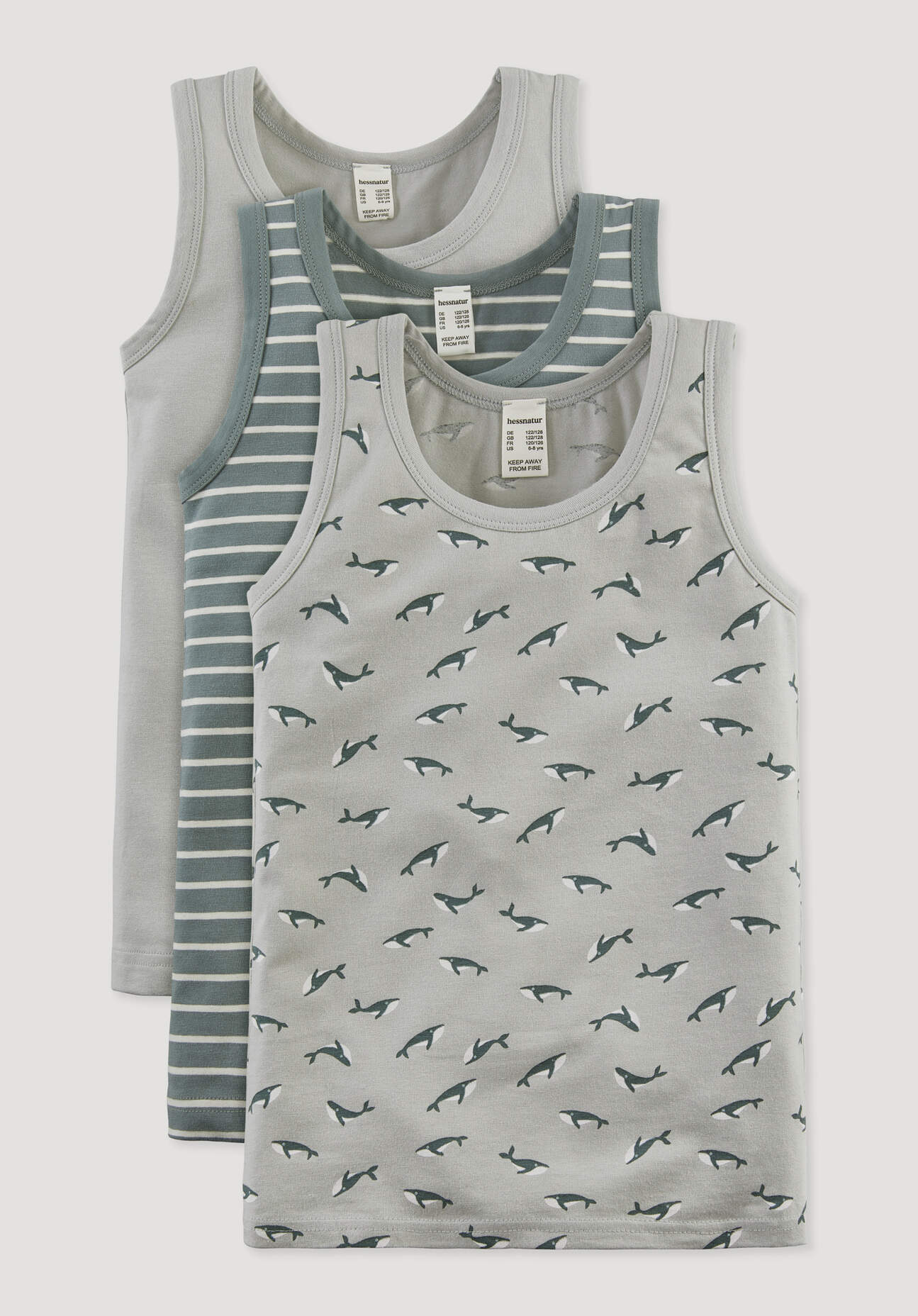 hessnatur Kinder Unterhemd aus Bio-Baumwolle - blau Größe 110/116