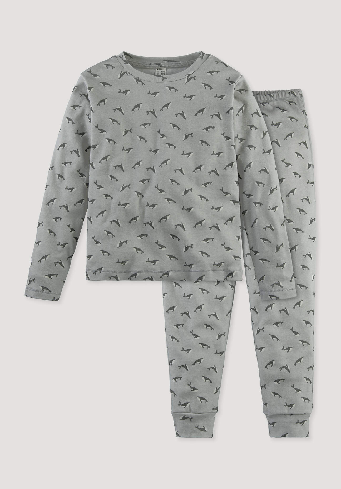 hessnatur Kinder Pyjama aus Bio-Baumwolle - grau Größe 122/128