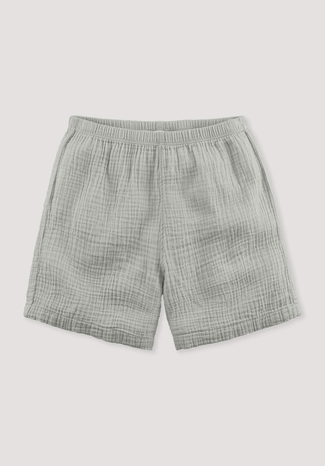 hessnatur Kinder Musselin Shorts PURE COMFORT aus Bio-Baumwolle - grau Größe 110/116