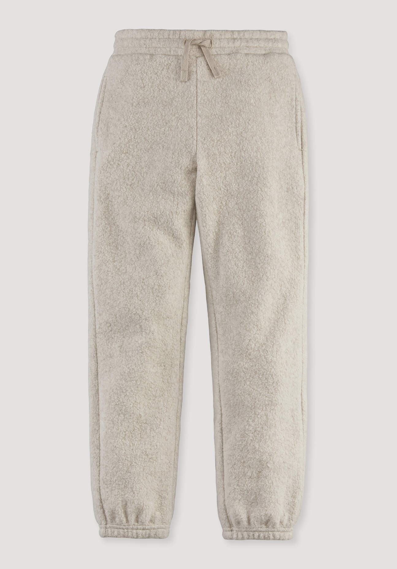 hessnatur Kinder Fleece Hose aus Bio-Baumwolle - beige Größe 158/164