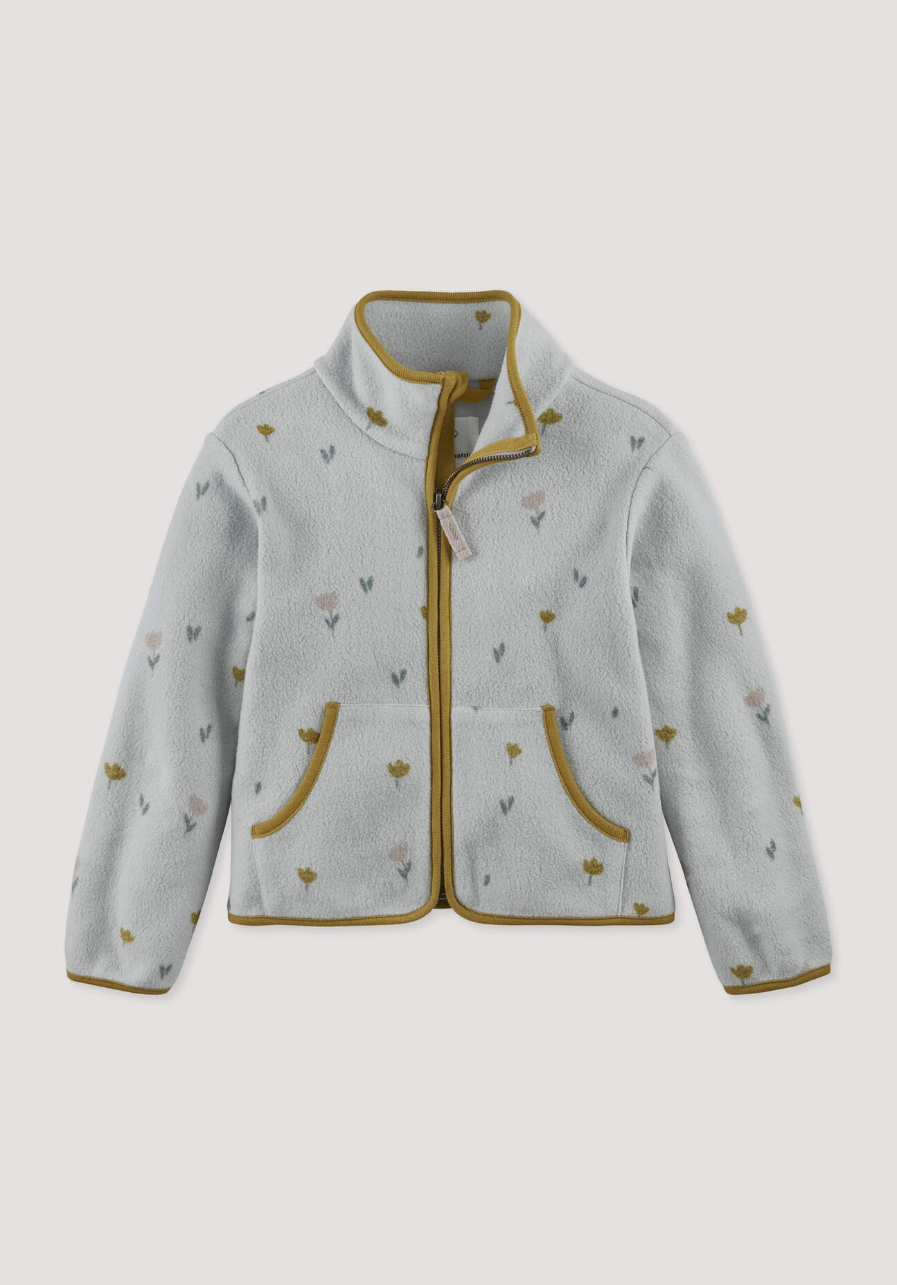 hessnatur Kinder Fleece Jacke aus Bio-Baumwolle - grau Größe 158/164