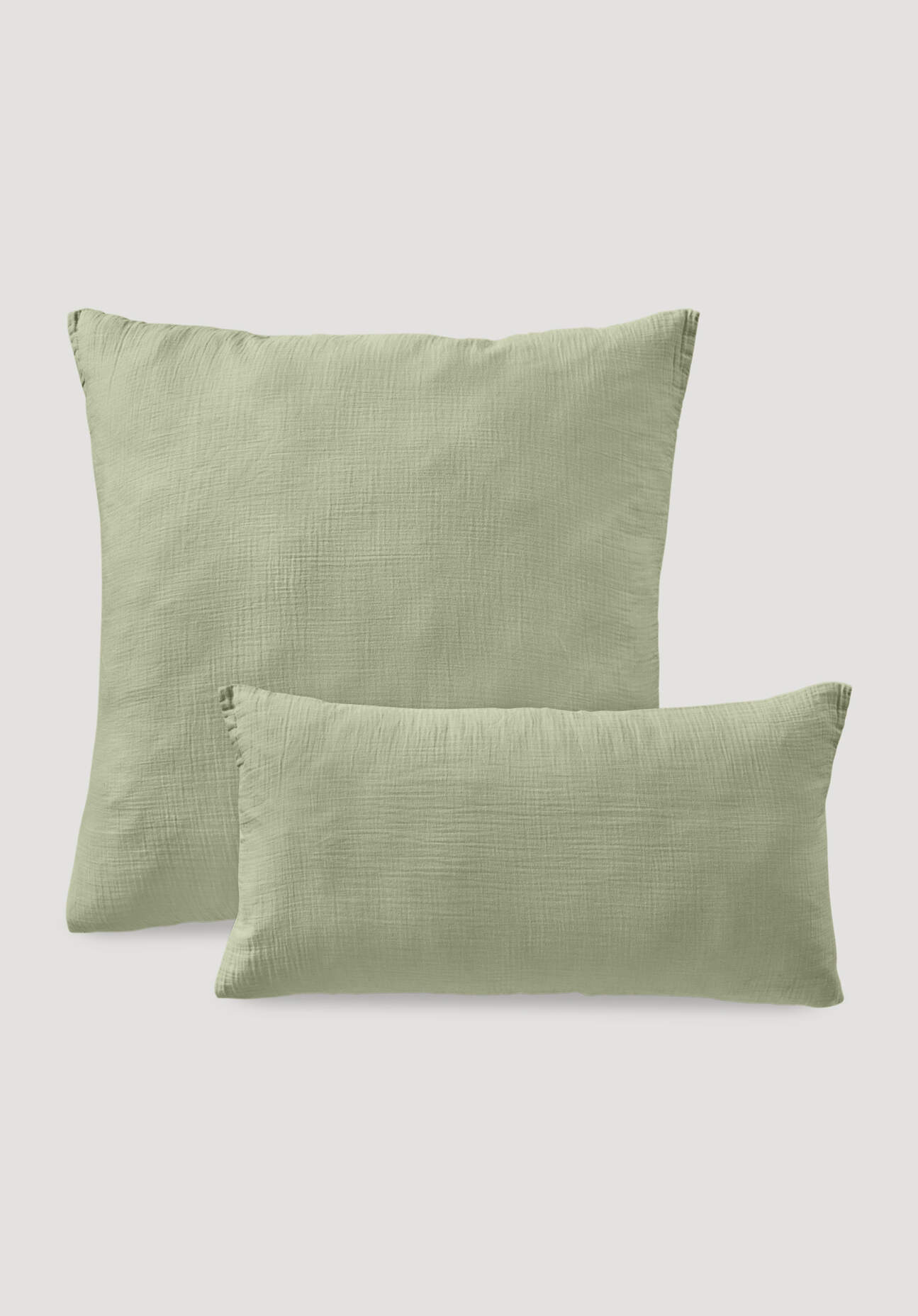 hessnatur Musselin Kissenbezug aus Bio-Baumwolle - grün Größe 80x80 cm