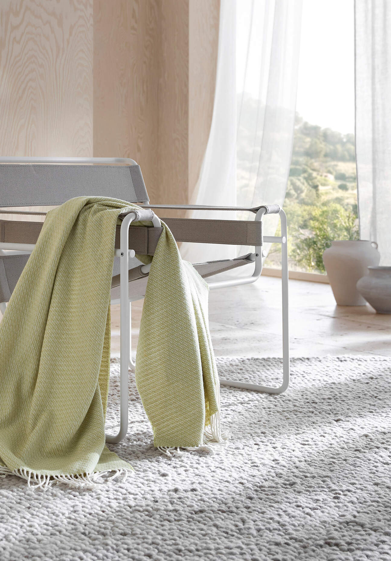 hessnatur Mix Plaid LIA aus Bio-Baumwolle mit Bio-Lambswool - gelb Größe 130x180 cm