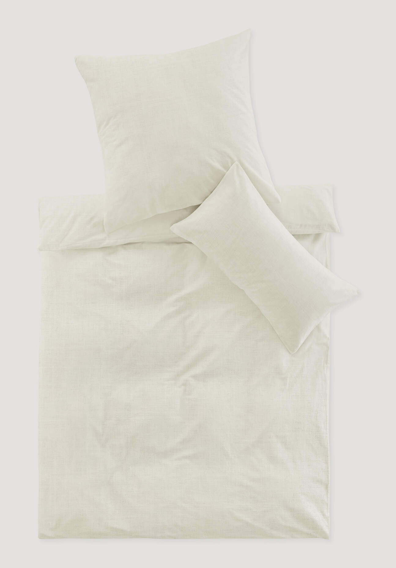 hessnatur Baumwolle-Leinen Bettwäsche Set - weiß - Größe 155x220 / 40x80 cm günstig online kaufen