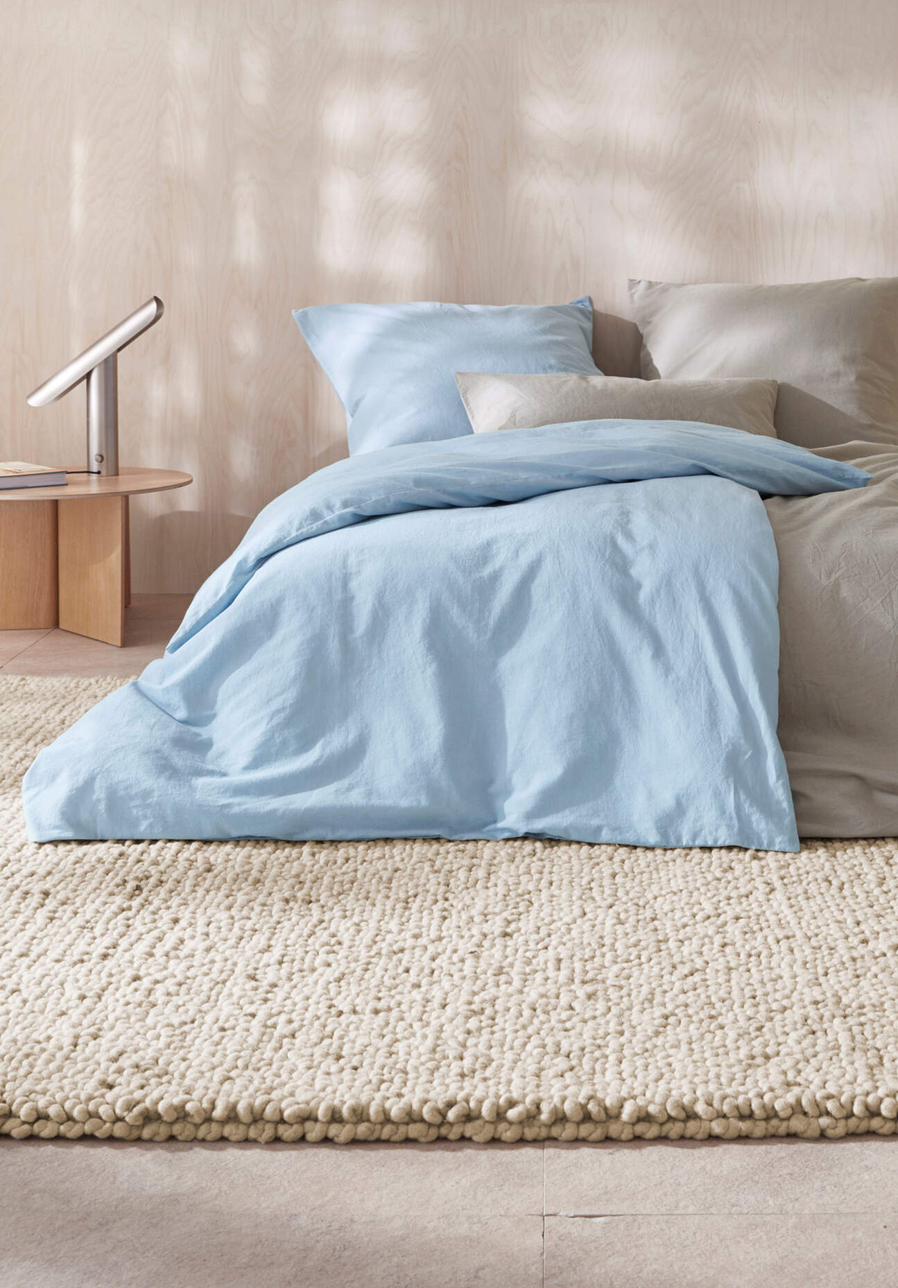 hessnatur Baumwolle-Leinen Bettwäsche Set - blau - Größe 155x220 / 40x80 cm günstig online kaufen