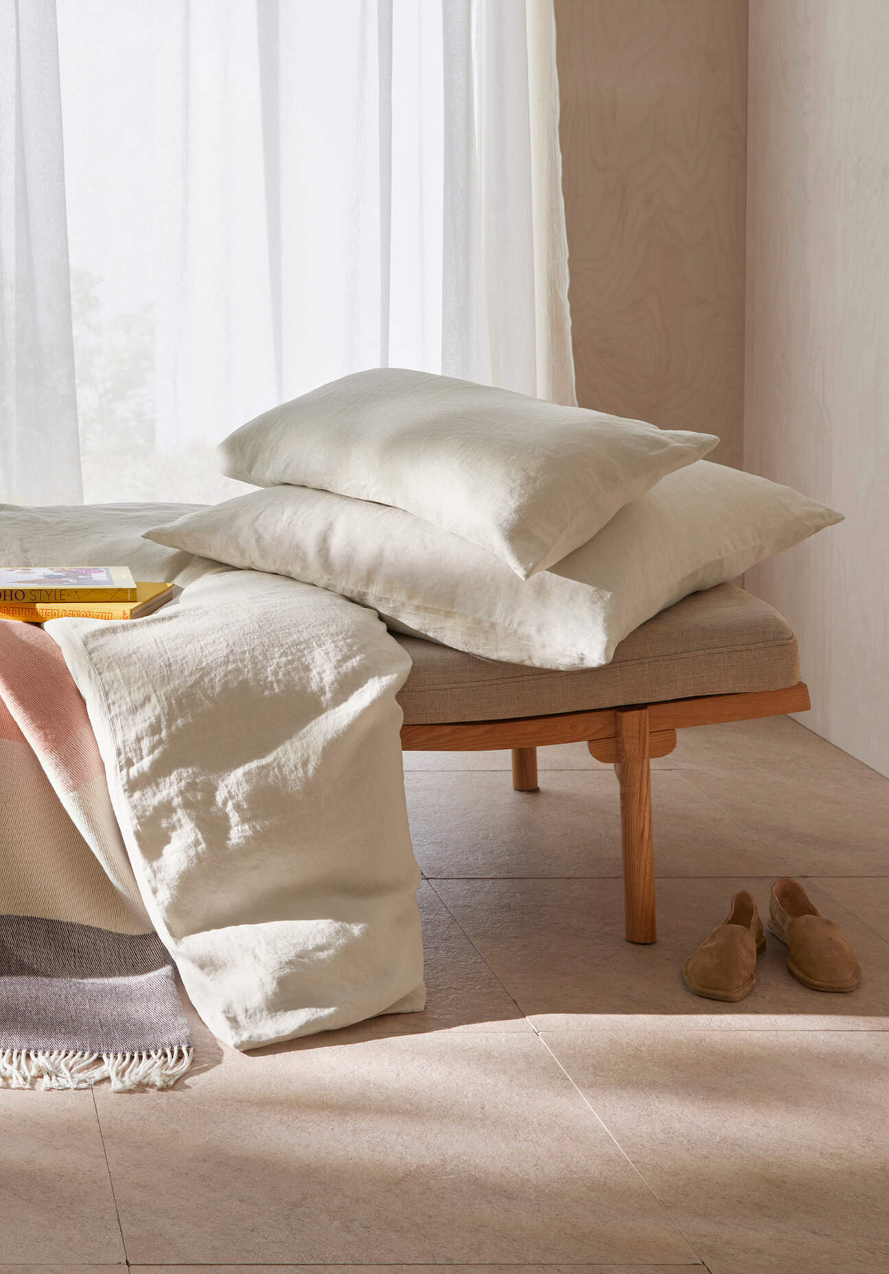 hessnatur Leinen Bettwäsche Set aus - beige Größe 155x220+80x80 cm