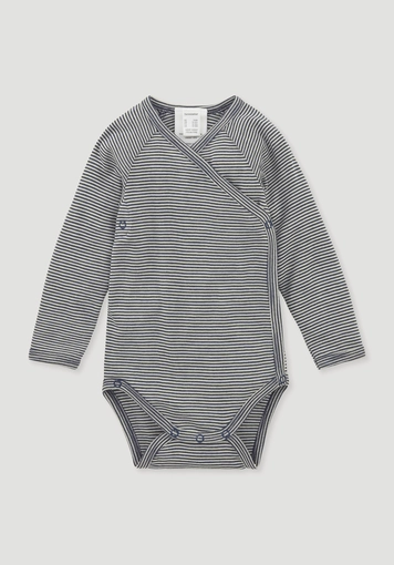 Long-sleeved wrap bodysuit made of organic merino wool with silk - 0