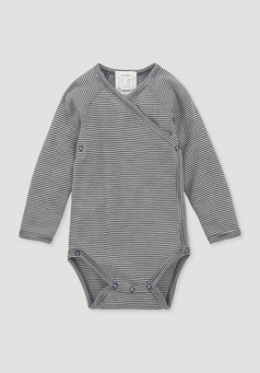 Long-sleeved wrap bodysuit made of organic merino wool with silk