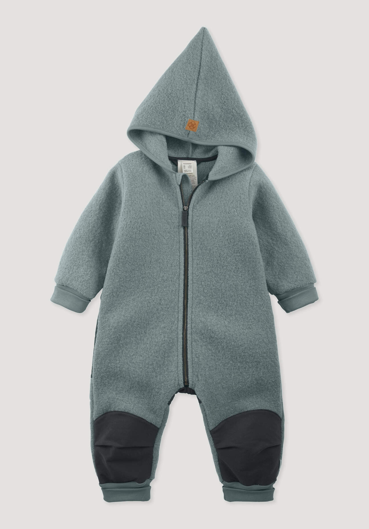 hessnatur Baby Wollwalk Overall aus Bio-Merinowolle mit Softshell - blau Größe 74/80