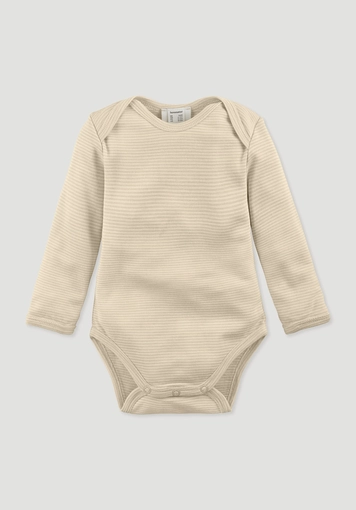 Long-sleeved bodysuit made of organic merino wool with silk